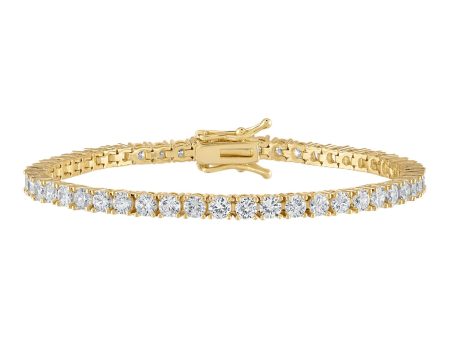 Alexa Leigh Crystal Tennis Bracelet in Yellow Gold Cheap