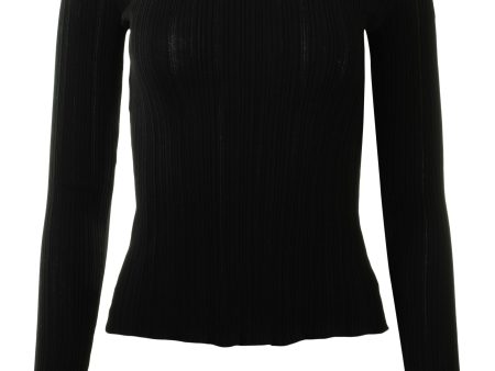 White & Warren Ribbed Wide Cuff Top in Black Sale