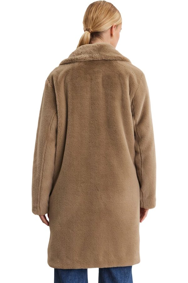 Velvet Evalyn Lux Faux Fur Coat in Cafe For Cheap