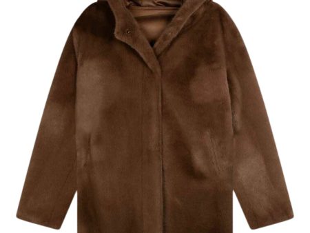 Repeat Cashmere Faux Fur Coat in Coffee Fashion