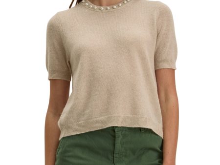 Velvet Yara Cashmere Crewneck Sweater in Wheat Sale