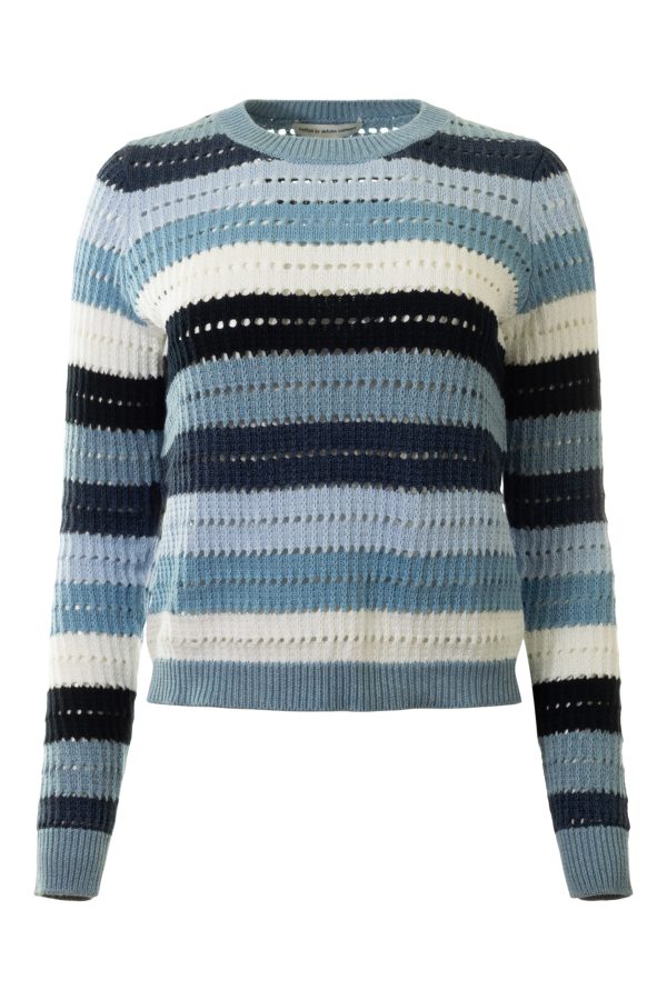 Autumn Cashmere Rainbow Pointelle Stripe
 in Blues Multi Sale