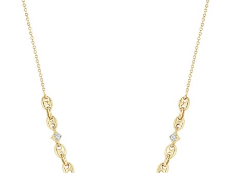 Zoe Chicco 5 Prong Diamond Small Puffed Mariner Station Necklace in 14k Yellow Gold For Cheap