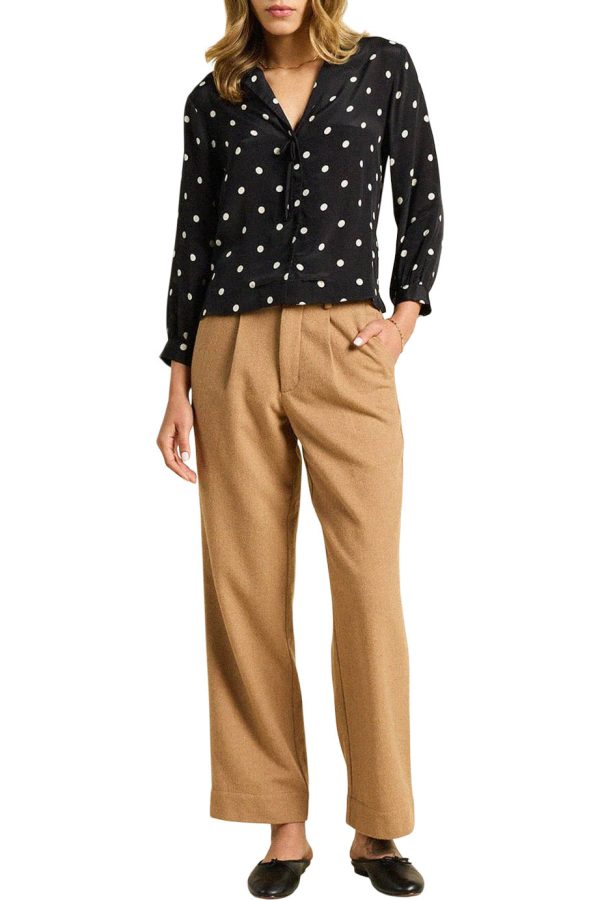 Trovata Birds of Paradis Yvonne Blouse in Black Polka Dots Online now