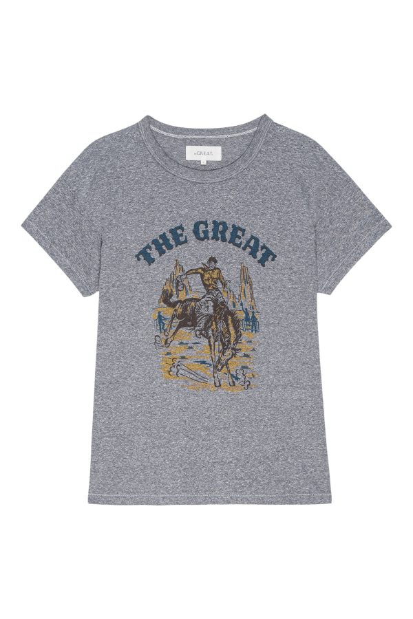 The Great Boxy Crew with Rodeo Graphic in Heather Grey on Sale