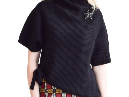 Never A Wallflower Seeing Stars Sweater Black with Black Stars Hot on Sale