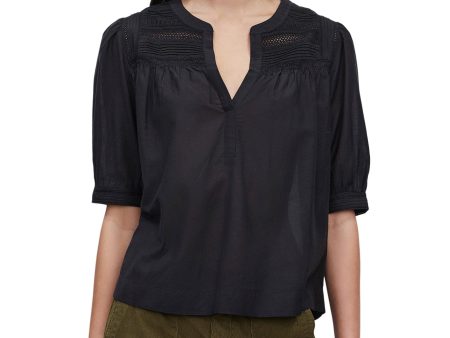 Velvet Marci Embroidered Top in Black Hot on Sale