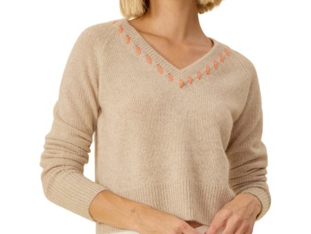 One Grey Day Blakely V-neck in Oatmeal Combo Fashion