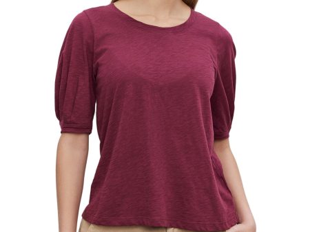 Velvet Anabelle Cotton Slub Tee in Merlot Online now