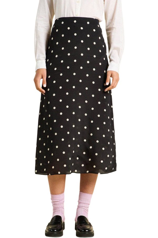 Trovata Birds of Paradis Demi Skirt in Black Polka Dots Supply