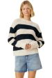 One Grey Day Bardot Striped Sweater in Ivory Combo Online now