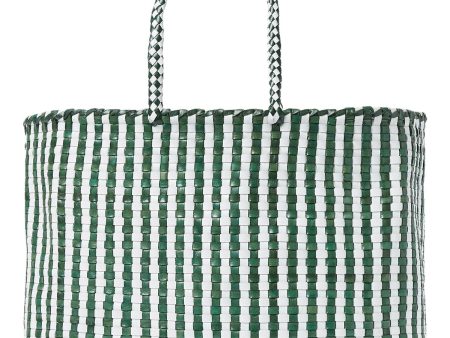 Loeffler Randall Klara Check Woven Tote
 in Emerald White Online Sale