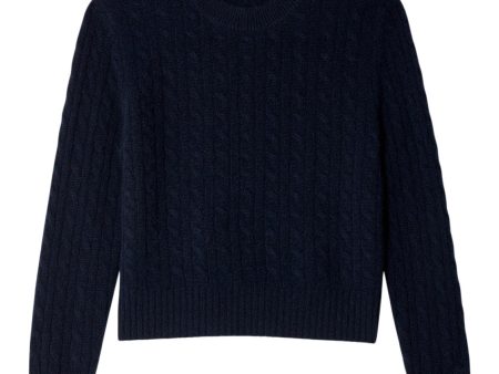 White & Warren Cashmere Cable Crewneck Hot on Sale