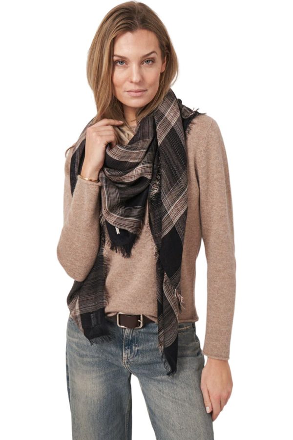 Repeat Cashmere Silk Plaid Scarf in Brown Online Hot Sale