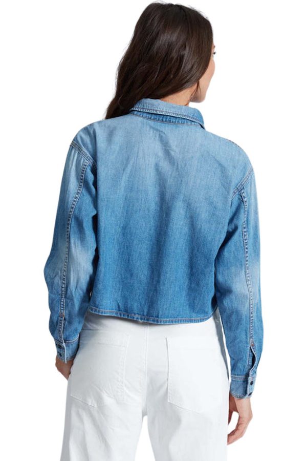 ASKK NY Cropped Denim Shirt in Muse Online Sale