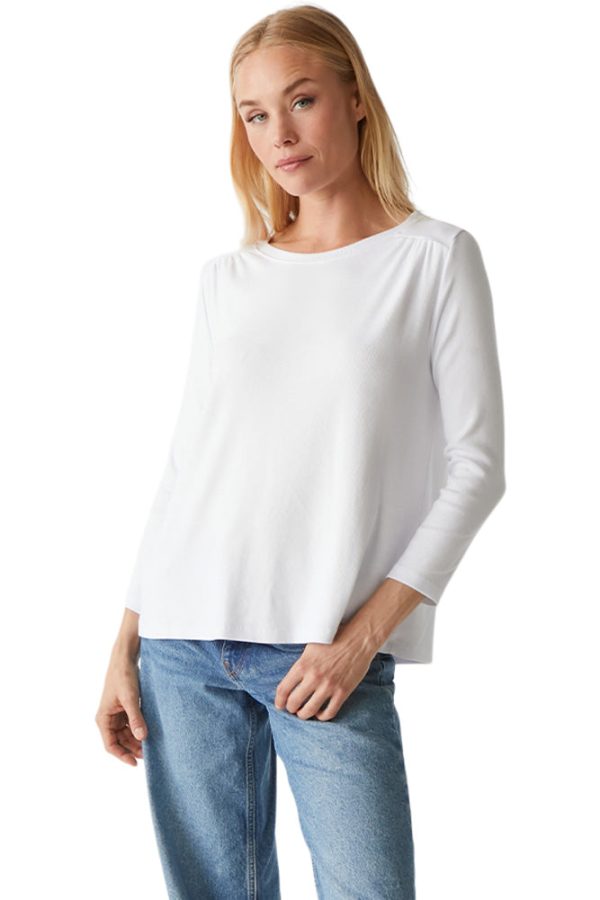 Michael Stars Shelby Ruched Shoulder T-shirt in White Online now