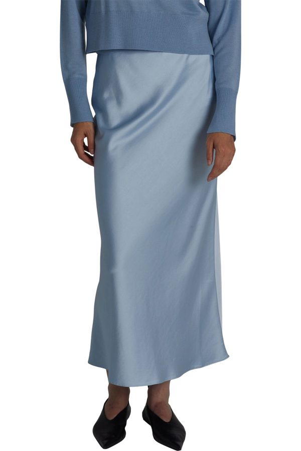 Saint Art Talia Charmeuse Maxi Skirt in Ice Blue Fashion