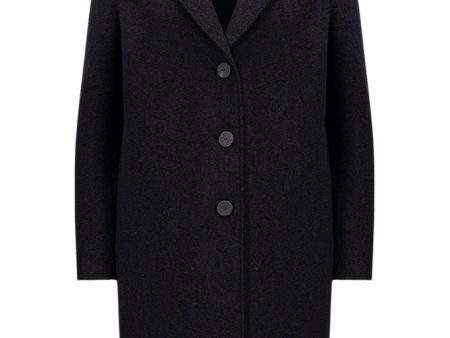 Harris Wharf London Wool Overcoat in Black Online now