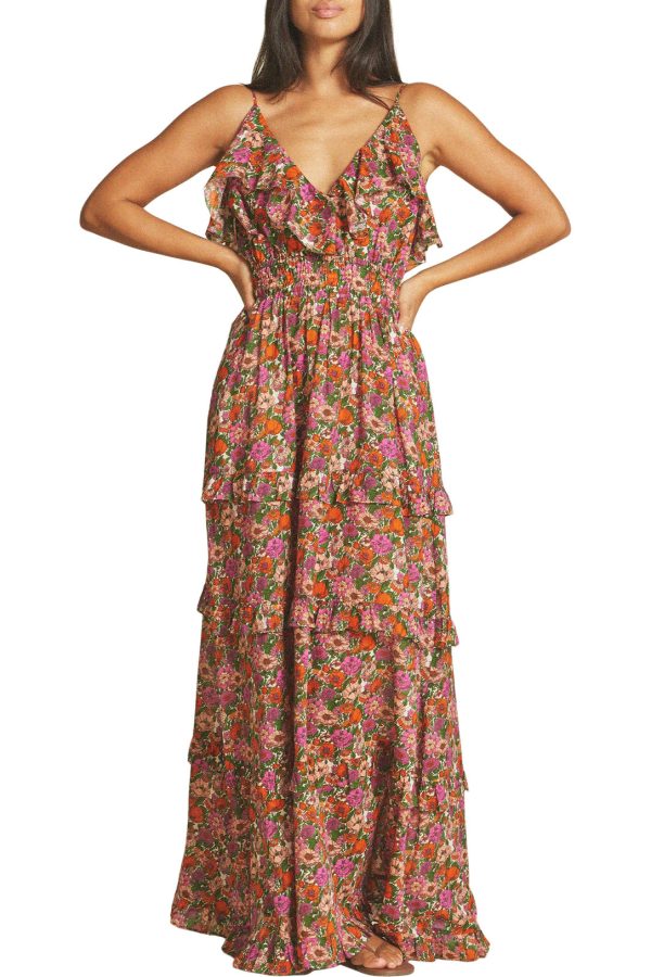 Trovata Birds of Paradis Lisboa Dress in Amaro Stems Discount