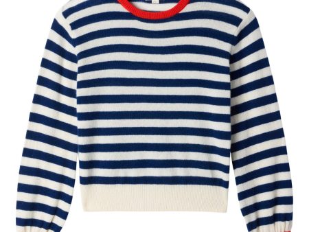 Trovata Birds of Paradis Ryann Sweater in Navy Stripe with Red For Sale