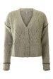 Autumn Cashmere Shaker V Neck Cardi w  Diamond
 in Pebble-Pepper Fashion