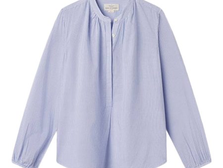 Trovata Birds of Paradise Aubree Blouse in Cornflower Stripe on Sale