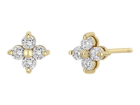 Zoe Chicco Prong Diamond Quad Studs in 14k Yellow Gold on Sale