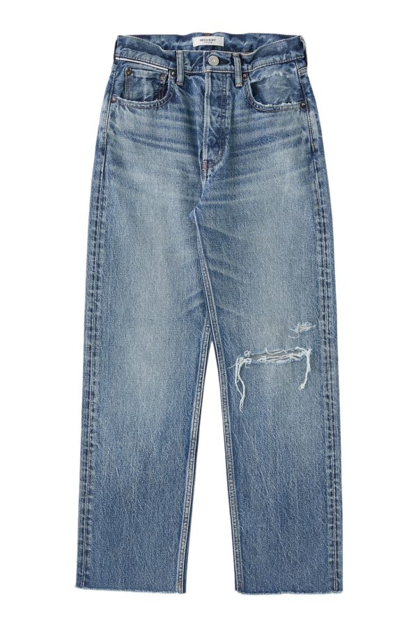 Moussy Denim Esplen Wide Straight Jeans in Blue Supply