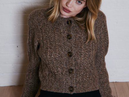 Autumn Cashmere Cropped Boxy Cardigan in Brownstone Discount