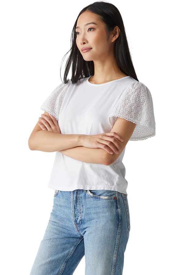 Michael Stars Jenny Eyelet Flutter Sleeve Top Online