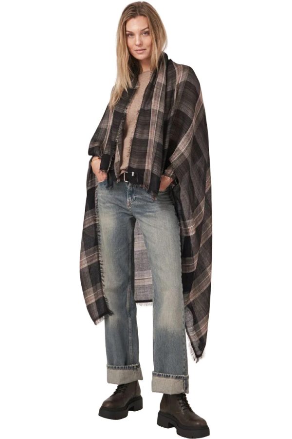 Repeat Cashmere Silk Plaid Scarf in Brown Online Hot Sale