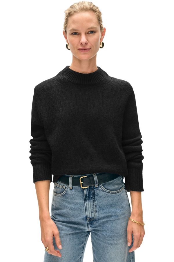 White & Warren Cashmere Air Spun Crewneck in Black For Cheap