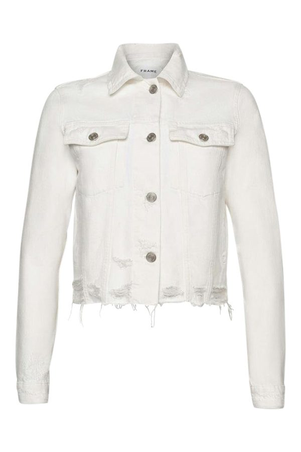 Frame Denim Le Vintage Jacket in White Rips Online Hot Sale