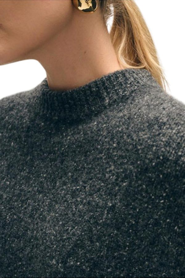 White & Warren Donegal Cashmere Easy Crewneck in Speckled Charcoal Supply