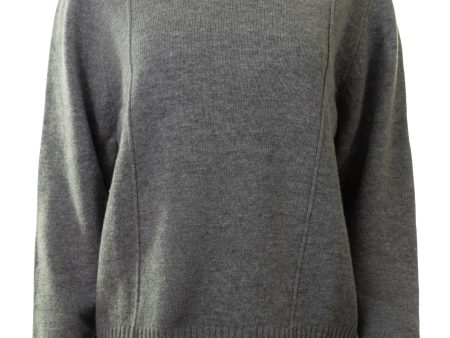 Repeat Cashmere Wool Sweater with Seam Details in Grey Hot on Sale