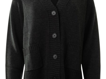 Repeat Cashmere Merino Wool Cardigan in Dark Grey Online Hot Sale