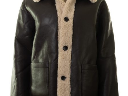 Repeat Cashmere Faux Sherpa Leather Coat in Morro   Blush For Discount