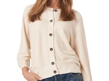 Repeat Cotton Cashmere Blend Cardigan with Raglan Sleeves in Ivory Cheap