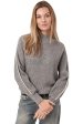 Repeat Cashmere Rib Knit Sweater with Crochet Details on Sleeves in Light Grey Cheap