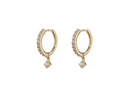 Apres Jewelry Petite Pearl Huggies in 14kt Yellow Gold on Sale