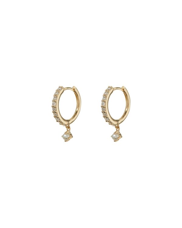 Apres Jewelry Petite Pearl Huggies in 14kt Yellow Gold on Sale