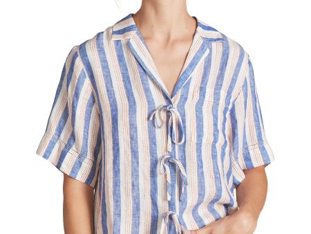 Trovata Birds of Paradise Inez Shirt in Azul Stripe Online Hot Sale