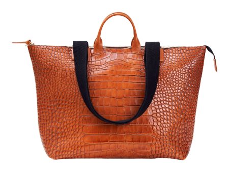 Clare V. Le Zip Sac in Cuoio Croco on Sale