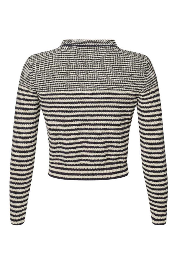 Frame Denim Compact Stripe Cardigan in Navy Multi Discount