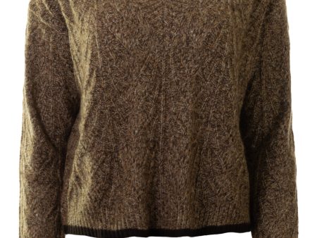 Autumn Cashmere Boxy Shell Stitch Tipped V-neck Sweater in Brownstone Combo Discount