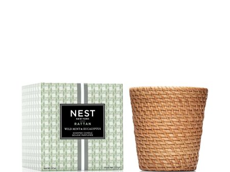 Nest Rattan Classic Candle in Wild Mint & Eucalyptus For Cheap