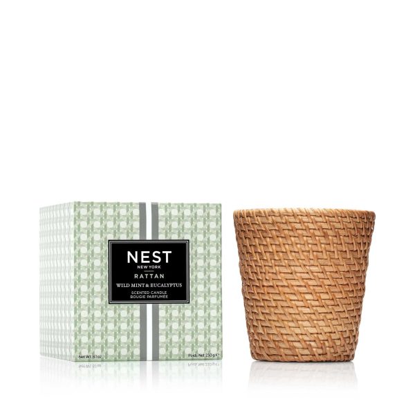 Nest Rattan Classic Candle in Wild Mint & Eucalyptus For Cheap