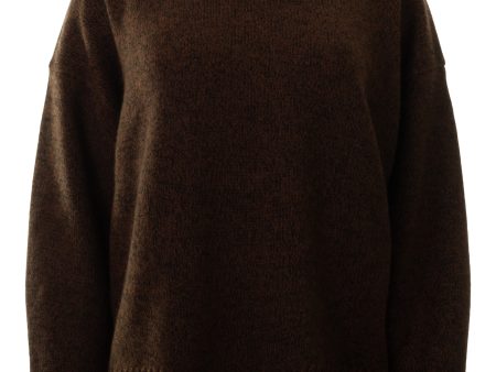 White & Warren Cashmere Blend Stand Neck Sweater in Umber-Black Marl For Sale