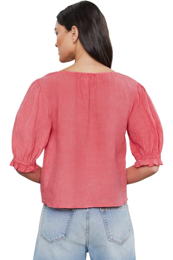 Velvet Celine Woven Linen Top Cheap