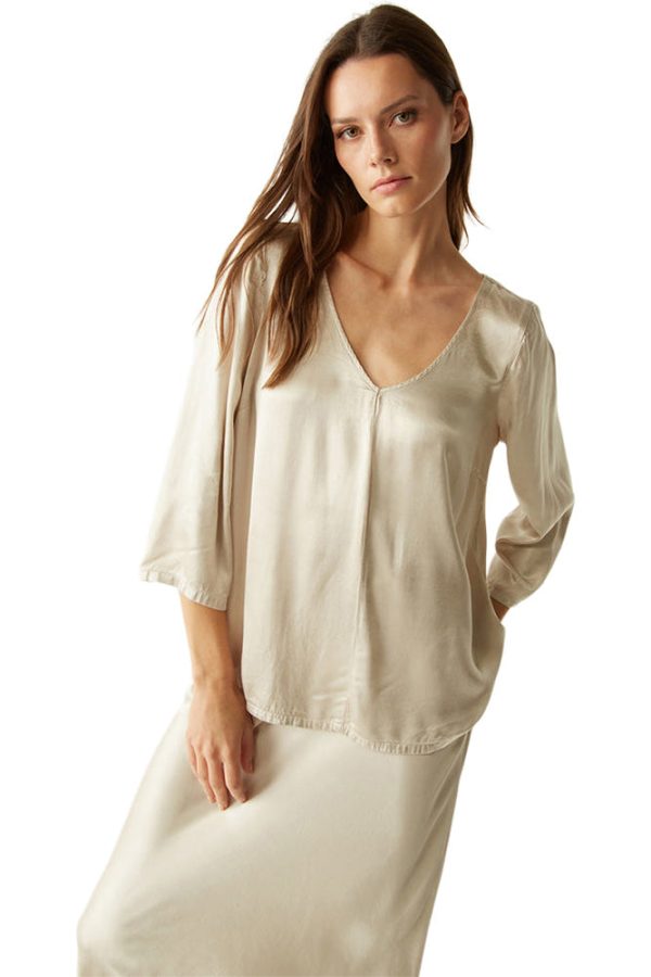 Michael Stars Cobie V-Neck Satin Top For Discount